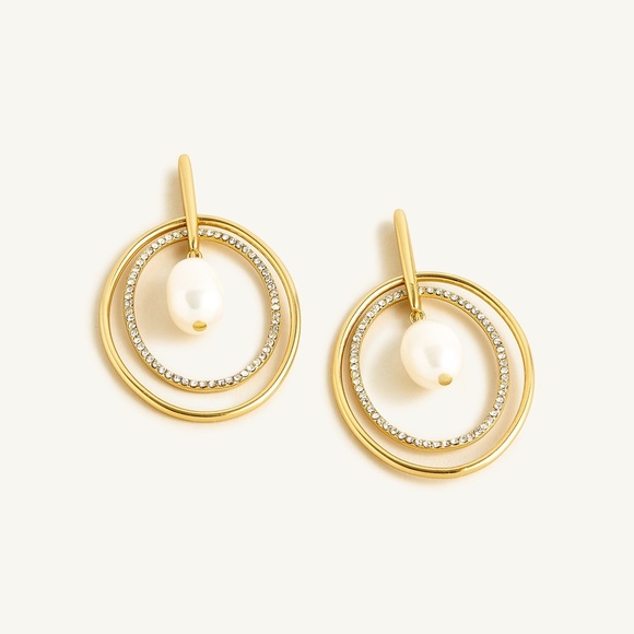 JCREW Freshwater Pearl Gold Plated Earrings - Picture 1 of 3